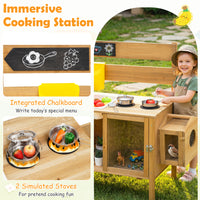 Honey Joy Mud Kitchen for Kids, Pretend Play Kitchen with Detachable Bird Cage