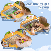 Mud Kitchen Set for Kids, Outdoor Wooden Play Kitchen Potting Bench