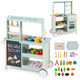 Play Kitchen for Kids, Wooden Kitchen Playset with Stoves, Oven, Rolling Chef Pretend Play Set