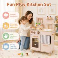 Wooden Play Kitchen for Kids, Role-Play Gift for Boys & Girls Ages 3+