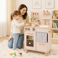 Wooden Play Kitchen for Kids, Role-Play Gift for Boys & Girls Ages 3+
