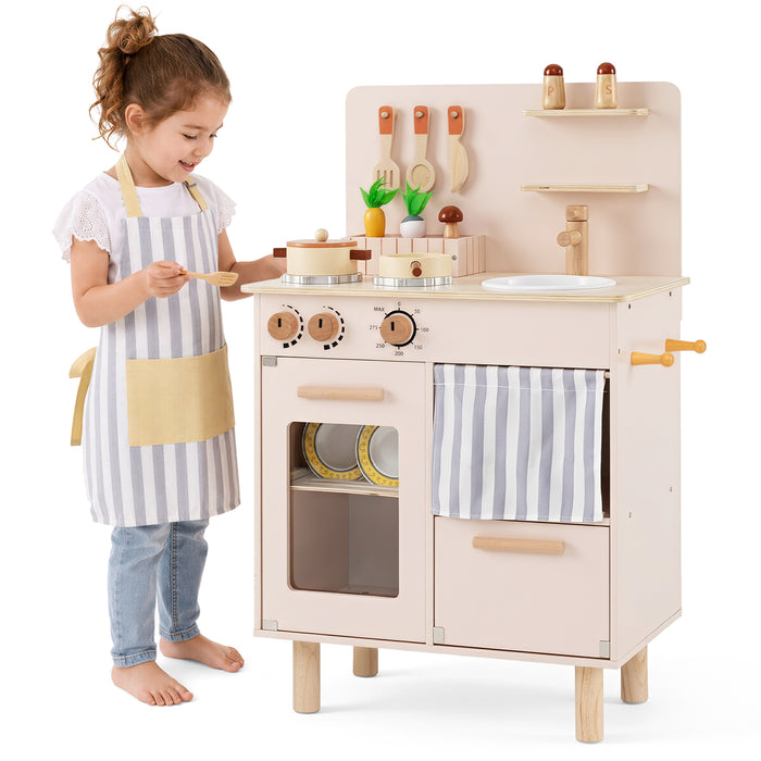Wooden Play Kitchen for Kids, Role-Play Gift for Boys & Girls Ages 3+