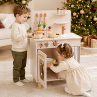 Wooden Play Kitchen for Kids, Role-Play Gift for Boys & Girls Ages 3+