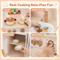 Wooden Play Kitchen for Kids, Role-Play Gift for Boys & Girls Ages 3+