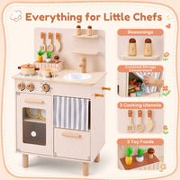 Wooden Play Kitchen for Kids, Role-Play Gift for Boys & Girls Ages 3+