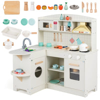 Wooden Play Kitchen for Kids w/ Lights & Sounds