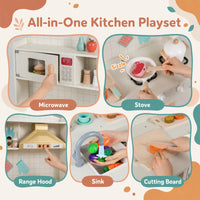 Wooden Play Kitchen for Kids w/ Lights & Sounds