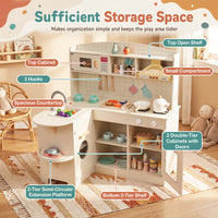 Wooden Play Kitchen for Kids w/ Lights & Sounds