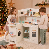 Wooden Play Kitchen for Kids w/ Lights & Sounds