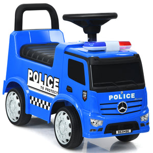 Kids Ride On Car, Benz Licensed Fire Engine w/Storage Space, Steering Wheel, Backrest
