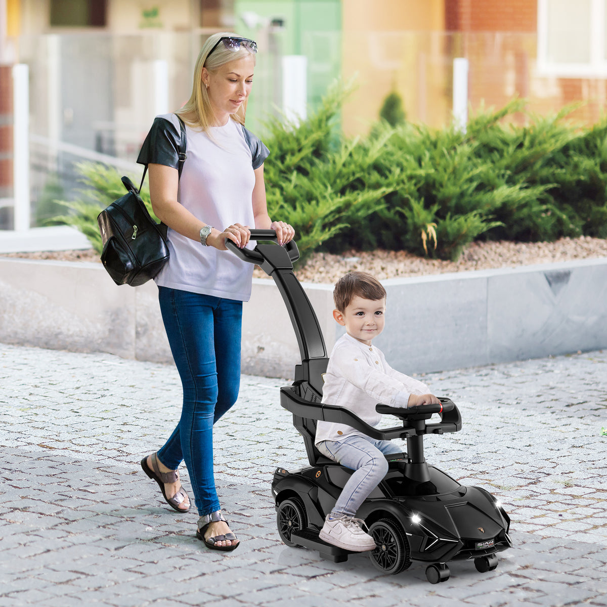 3-in-1 Ride On Push Car, Licensed Lamborghini Sliding Car