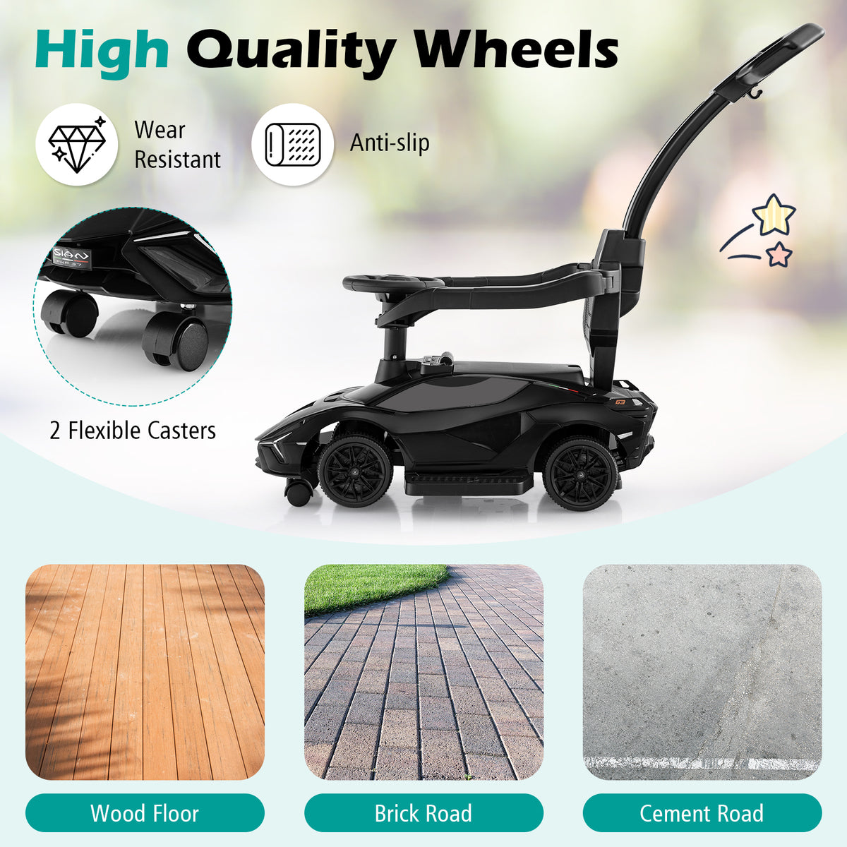 3-in-1 Ride On Push Car, Licensed Lamborghini Sliding Car