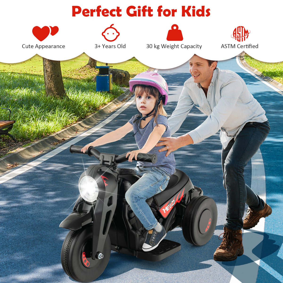 6V Kids Bubble Car, Electric Kid Ride on Motorcycle with Bubble Maker