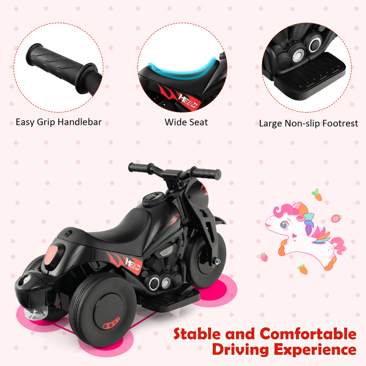 6V Kids Bubble Car, Electric Kid Ride on Motorcycle with Bubble Maker