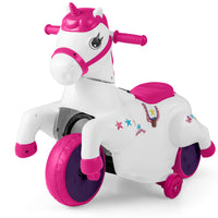 12V Unicorn Ride on Toy, Kids Ride on Car Pony with Training Wheels