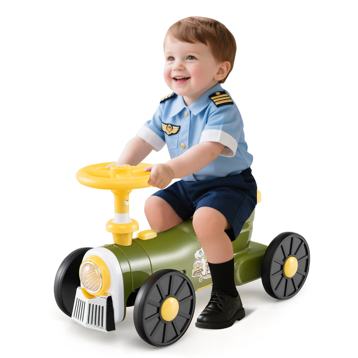 Ride on Push Car, Ride on Toy with Storage Compartment & Train Whistle Sound Button