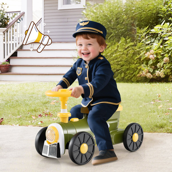 Ride on Push Car, Ride on Toy with Storage Compartment & Train Whistle Sound Button