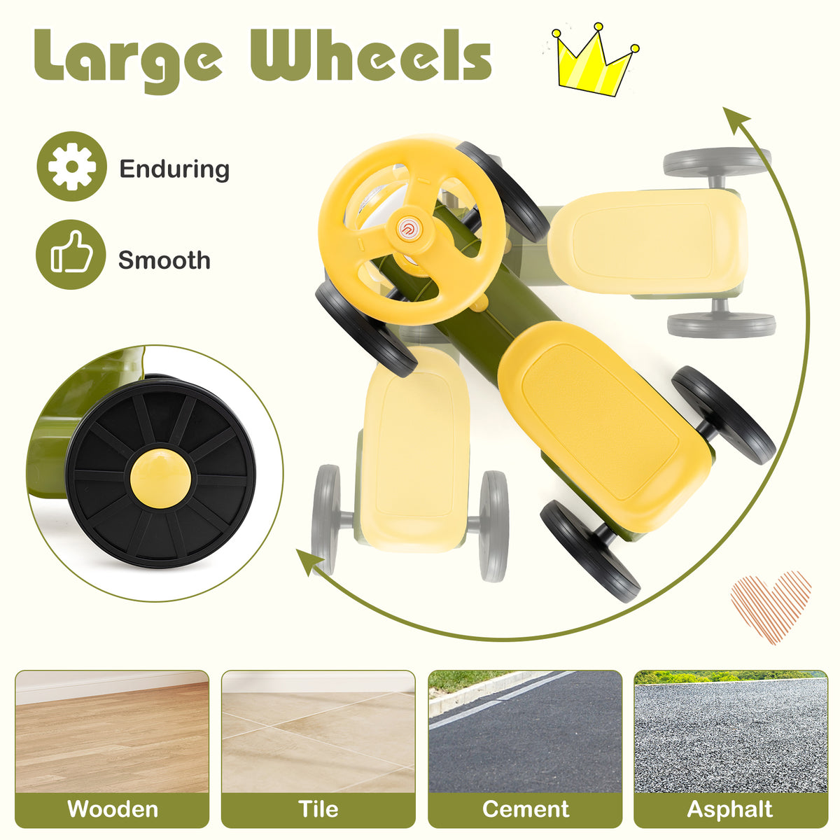 Ride on Push Car, Ride on Toy with Storage Compartment & Train Whistle Sound Button
