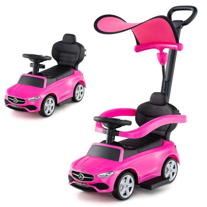 3-in-1 Ride on Push Car with Adjustable Canopy and Steering Push Bar