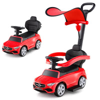 3-in-1 Ride on Push Car with Adjustable Canopy and Steering Push Bar