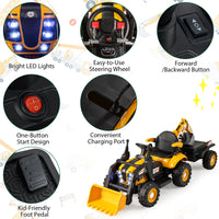 4 in 1 Ride on Tractor, Excavator & Bulldozer for Kids
