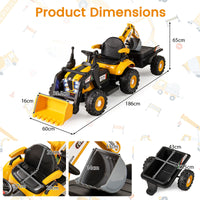 4 in 1 Ride on Tractor, Excavator & Bulldozer for Kids