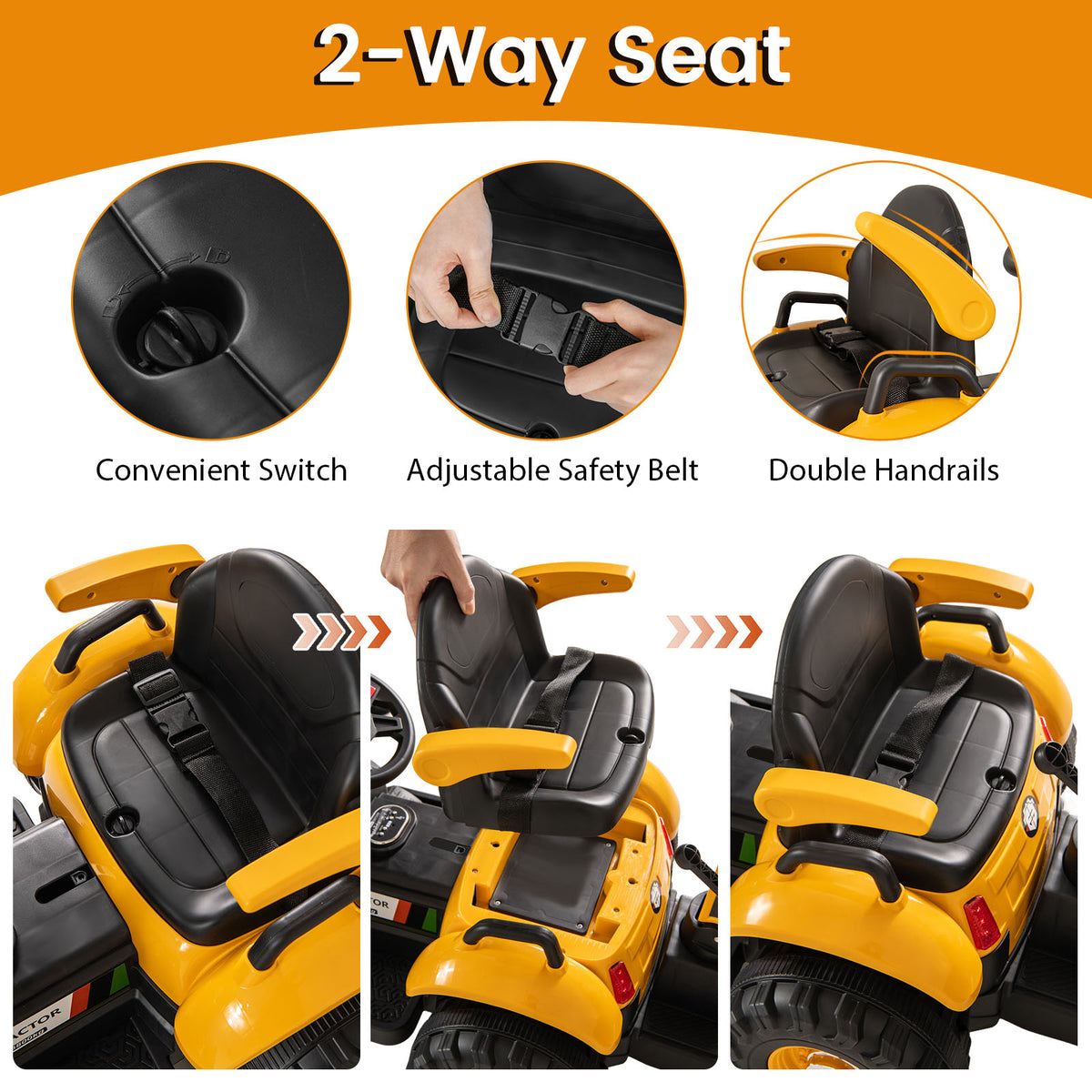4 in 1 Ride on Tractor, Excavator & Bulldozer for Kids