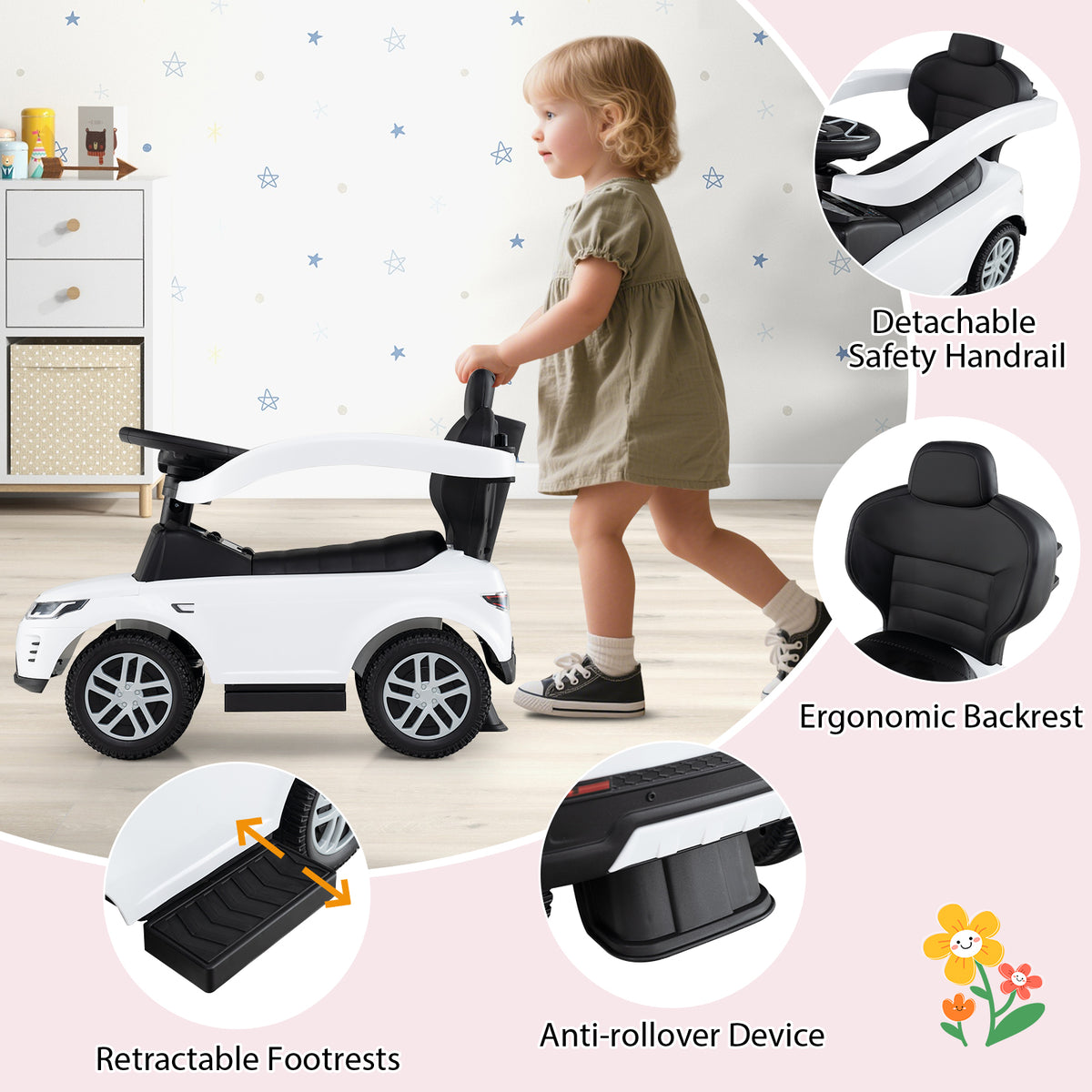 Foot to Floor Sliding Car with Horn & Starting Sound, Gift for Kids 12-36 Months Old