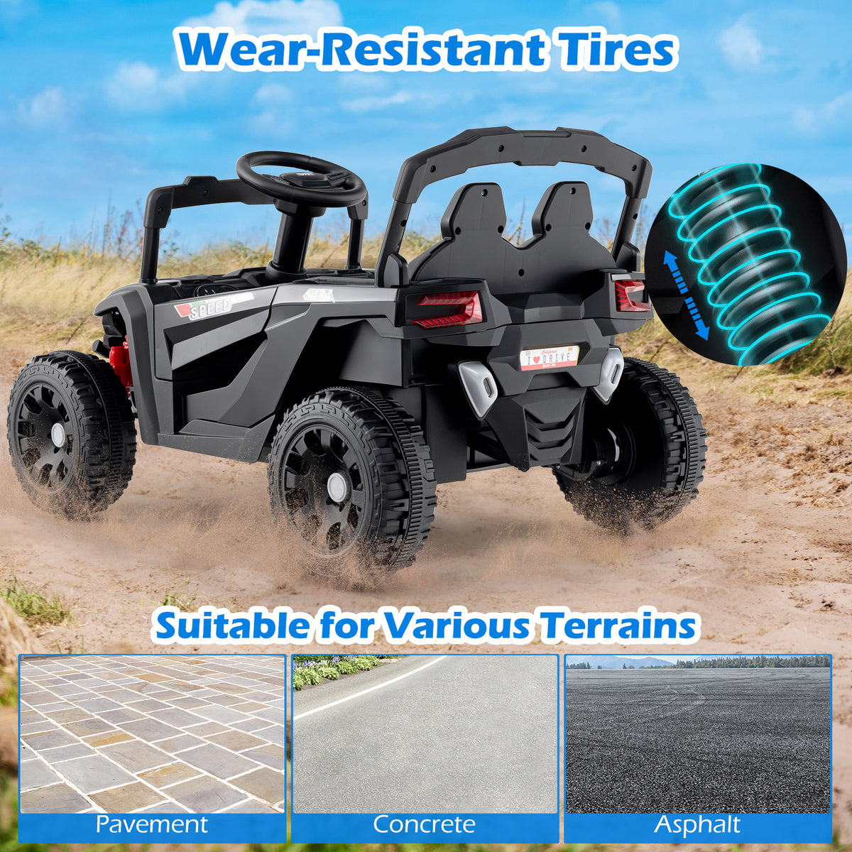 12V Kids Ride On Car, Electric UTV Truck with Remote Control