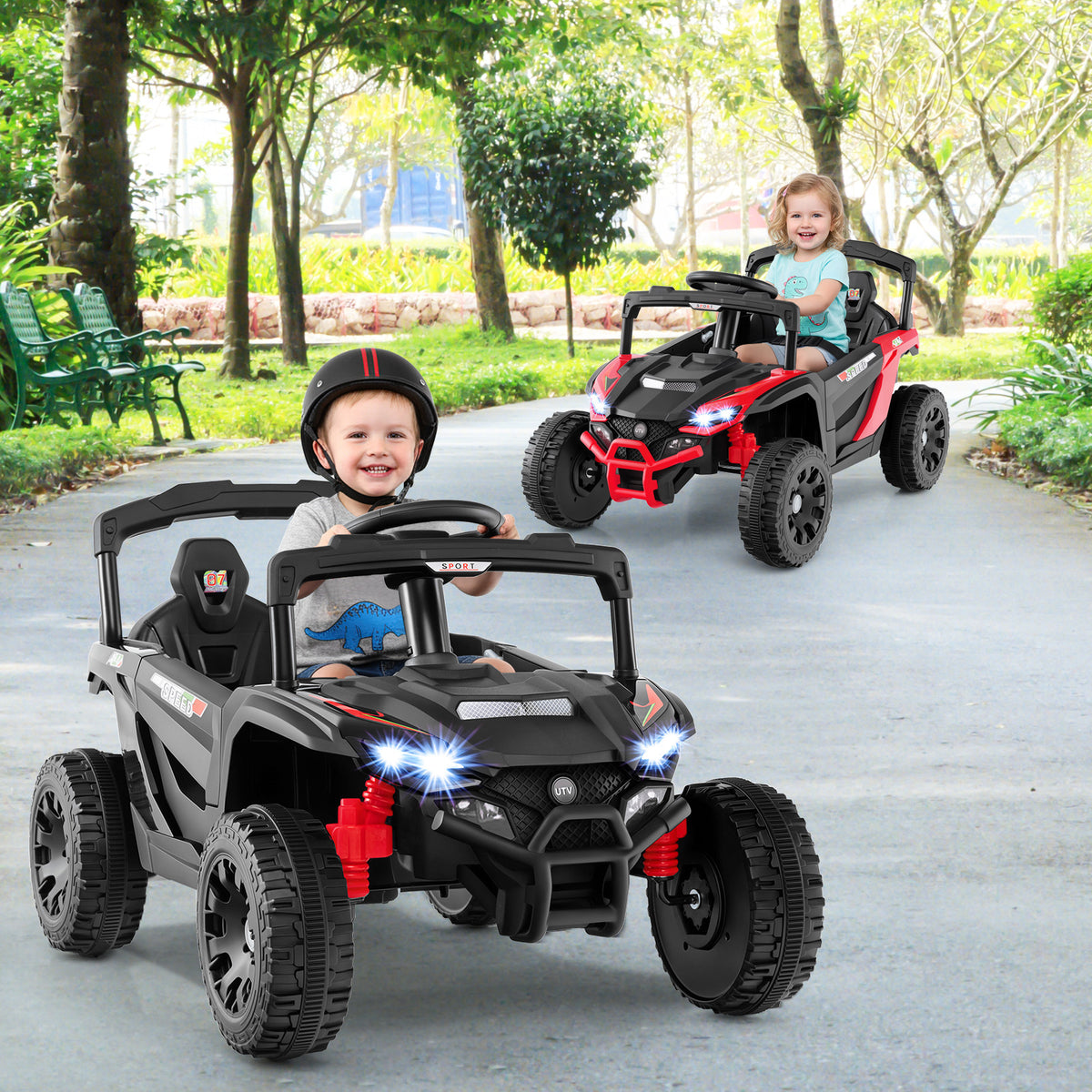 12v Inflatable Electric Ride 12V Kids Ride On Car, Electric UTV Truck with Remote Control – Giantex.au