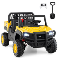 Licensed Caterpillar Ride On 4WD Dump Truck, 24V 2-Seater Kids Car Electric Vehicle with Remote Control