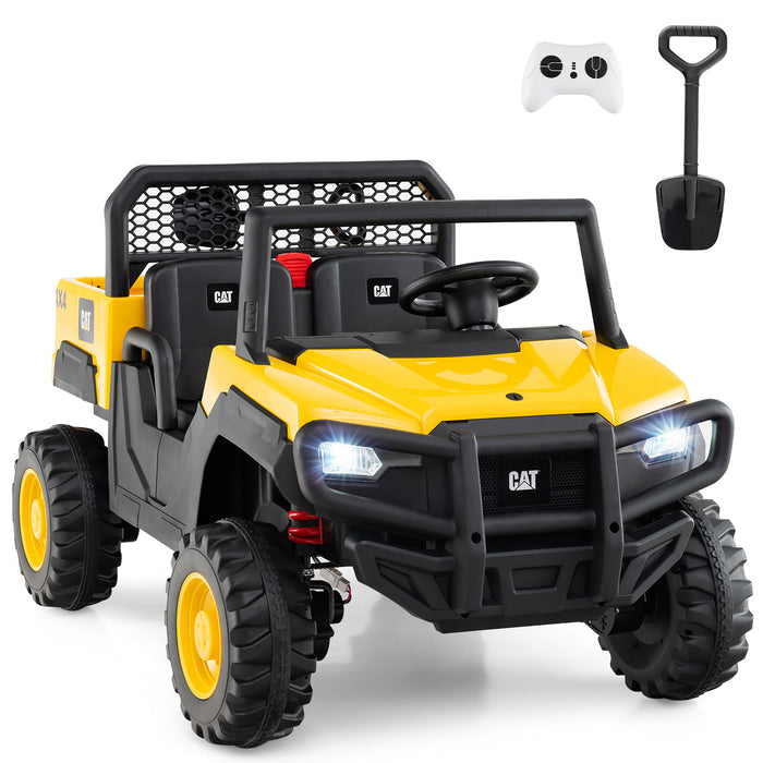 Licensed Caterpillar Ride On 4WD Dump Truck, 24V 2-Seater Kids Car Electric Vehicle with Remote Control