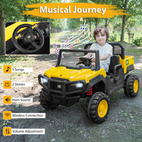 Licensed Caterpillar Ride On 4WD Dump Truck, 24V 2-Seater Kids Car Electric Vehicle with Remote Control