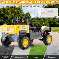 Licensed Caterpillar Ride On 4WD Dump Truck, 24V 2-Seater Kids Car Electric Vehicle with Remote Control