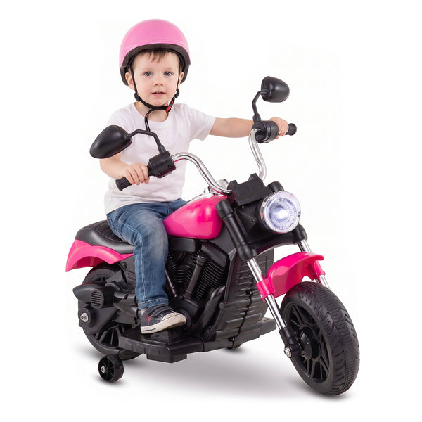 6V Kids Ride On Motorbike with Music and Detachable Training Wheels