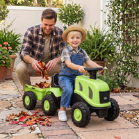2-in-1 Ride on Tractor with Detachable Trailer, Foot-to-Floor Sliding Car with Air Horn, Dashboard, Shovel and Rake