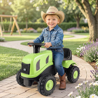 2-in-1 Ride on Tractor with Detachable Trailer, Foot-to-Floor Sliding Car with Air Horn, Dashboard, Shovel and Rake