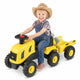 2-in-1 Ride on Tractor with Detachable Trailer, Foot-to-Floor Sliding Car with Air Horn, Dashboard, Shovel and Rake