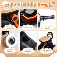 6V Kids Ride on Motorcycle with Light-Up Deck and Music for 3+ Years Old