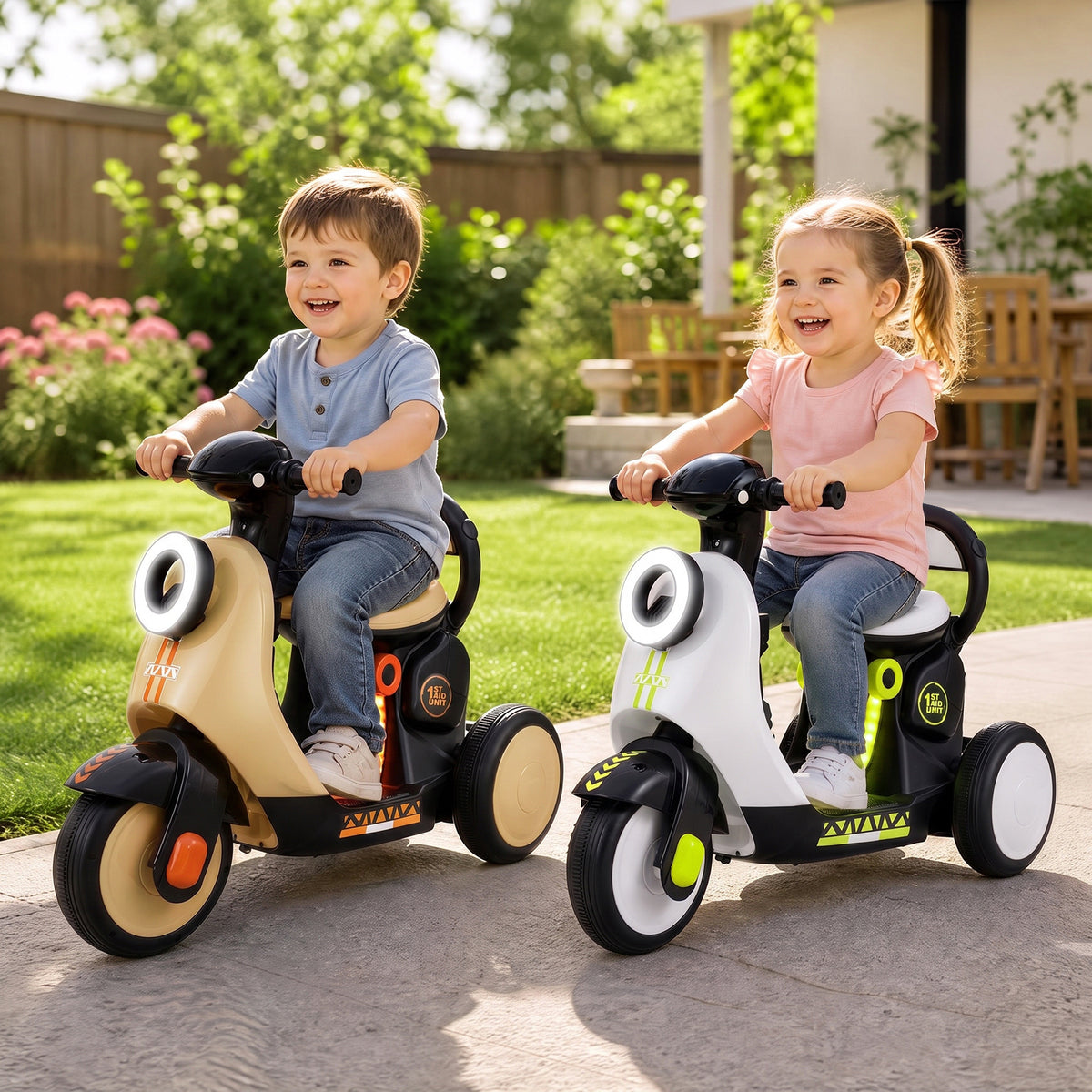 6V Kids Ride on Motorcycle with Light-Up Deck and Music for 3+ Years Old