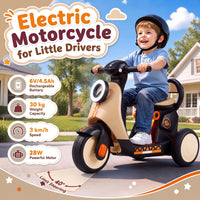 6V Kids Ride on Motorcycle with Light-Up Deck and Music for 3+ Years Old