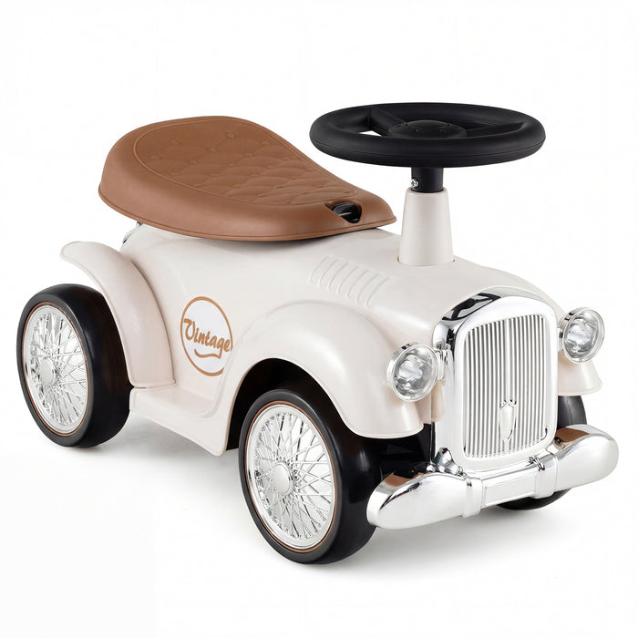 Retro Kids Ride-on Toy, Kids Vehicle Toy w/Working Steering Wheel, Under Seat Storage & Large EVA Wheels