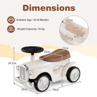 Retro Kids Ride-on Toy, Kids Vehicle Toy w/Working Steering Wheel, Under Seat Storage & Large EVA Wheels