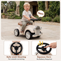 Retro Kids Ride-on Toy, Kids Vehicle Toy w/Working Steering Wheel, Under Seat Storage & Large EVA Wheels