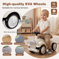 Retro Kids Ride-on Toy, Kids Vehicle Toy w/Working Steering Wheel, Under Seat Storage & Large EVA Wheels