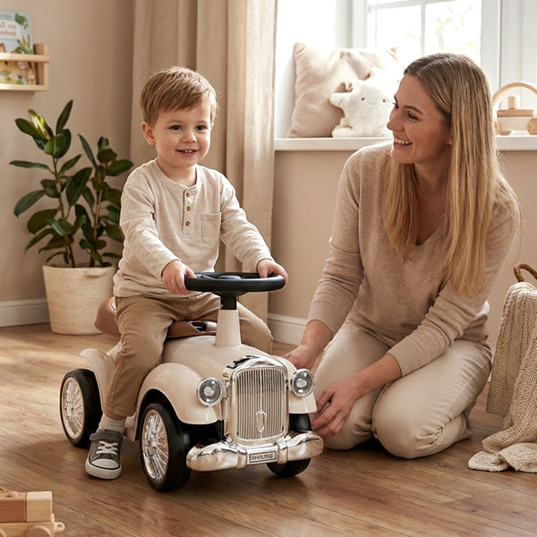 Retro Kids Ride-on Toy, Kids Vehicle Toy w/Working Steering Wheel, Under Seat Storage & Large EVA Wheels
