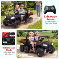 24V 2-Seater Ride on Dump Truck, 4WD Kids Ride on Car