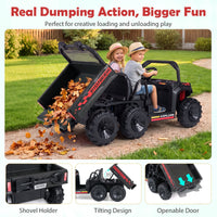 24V 2-Seater Ride on Dump Truck, 4WD Kids Ride on Car