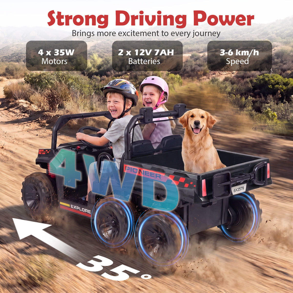 24V 2-Seater Ride on Dump Truck, 4WD Kids Ride on Car