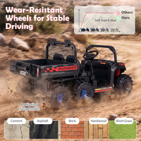 24V 2-Seater Ride on Dump Truck, 4WD Kids Ride on Car
